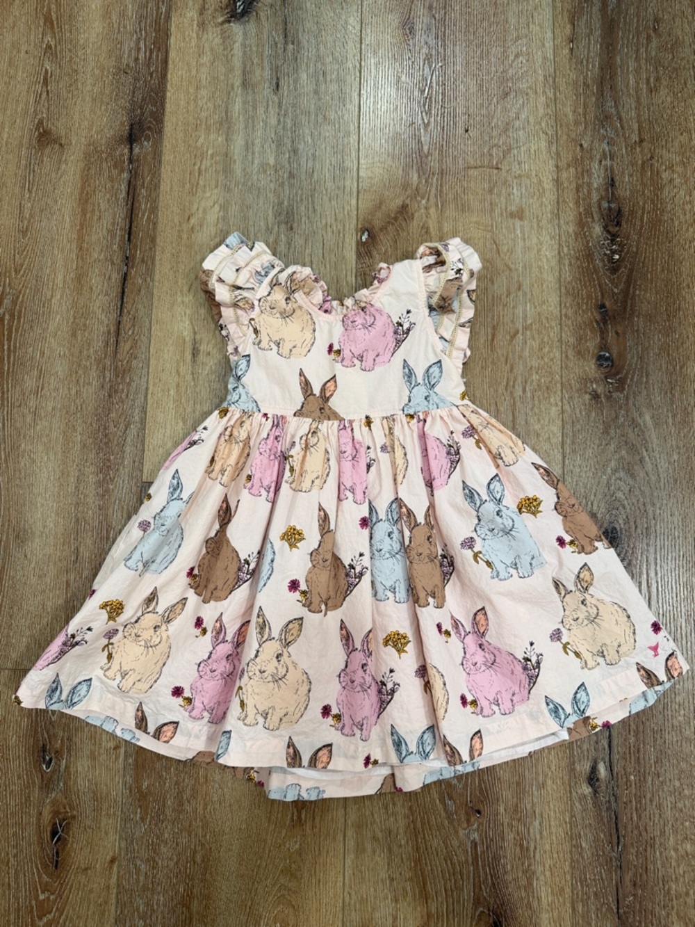 Pink Chicken Little Girls Jennifer Bunny Ruffle cotton dress